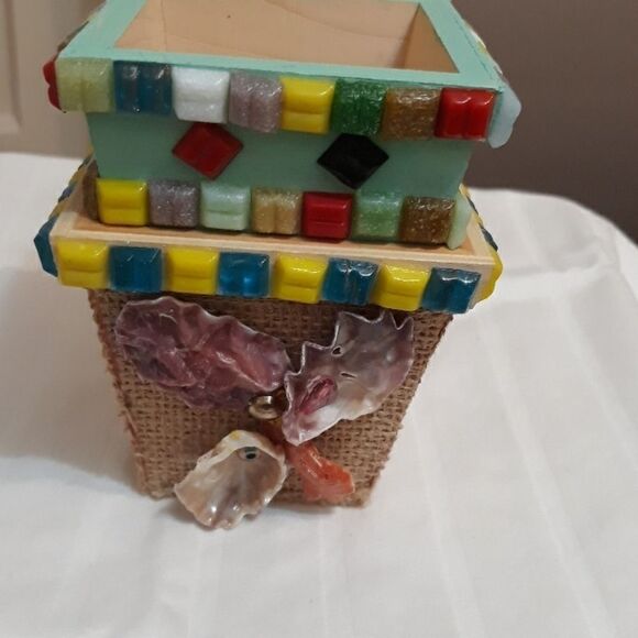 Hand Made Wood  Organizers Stackable with Sea Shells - Picture 8 of 10